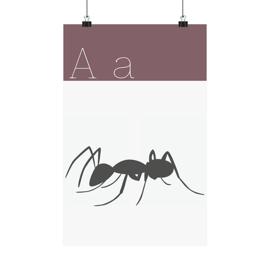 Ant Poster in white background with clips holding the poster up
