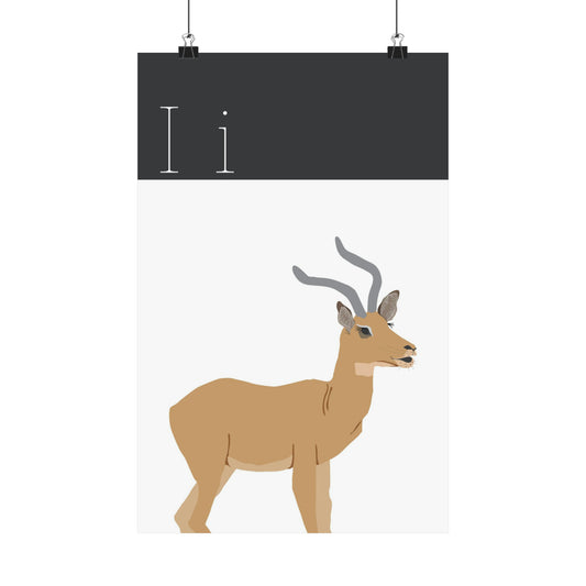 Impala Poster in white background with clips holding the poster up