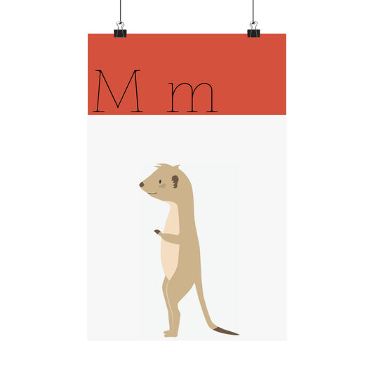 Meerkat Poster in white background with clips holding the poster up