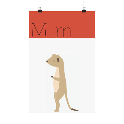 Meerkat Poster in white background with clips holding the poster up
