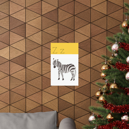 Zebra Poster On Wooden Wall Beside a Christmas Tree