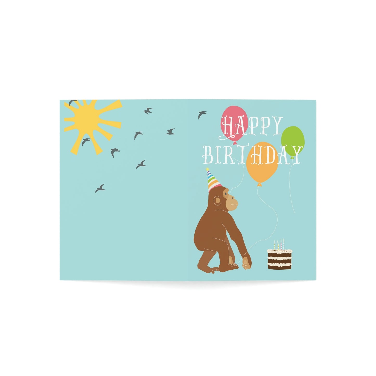 Open Cover Shot of the Monkey Birthday Card