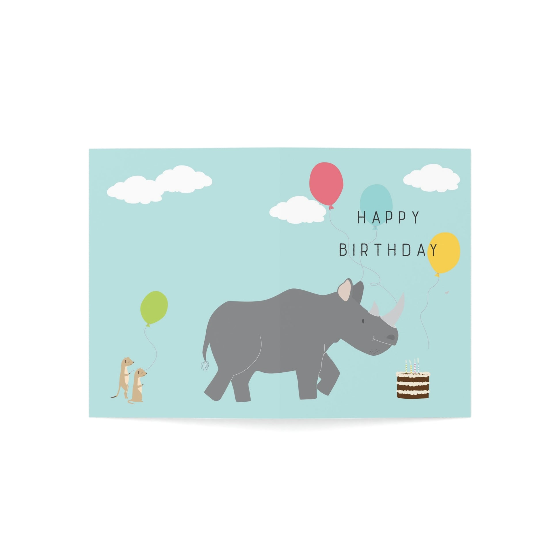 Open Cover Shot of the Rhino Birthday Card