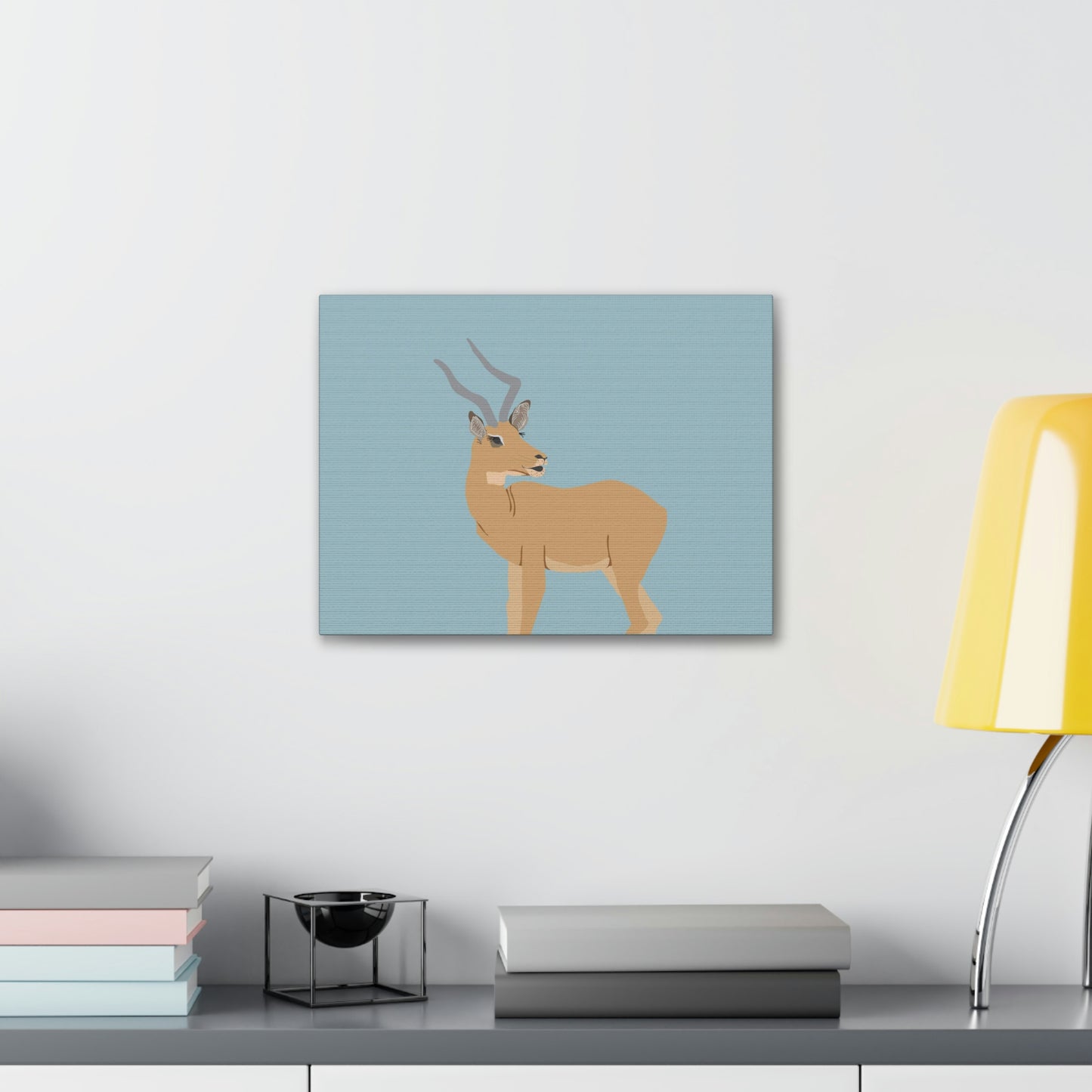 Front Facing View Of Impala Print On White Wall