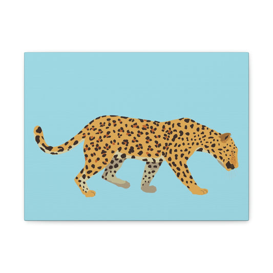 Front Facing View of Leopard Print Blue Background 10 by 8 inches