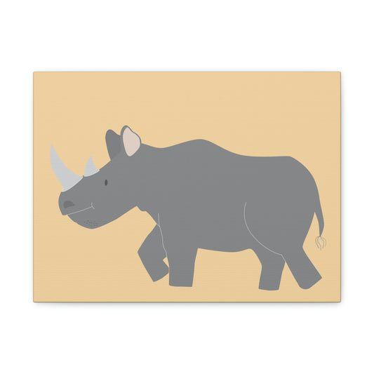 Front Facing View of Rhinoceros Print Peach Background 10 by 8 inches