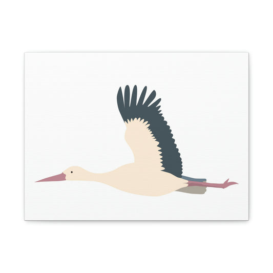 Front Facing View of Stork Canvas on White Background